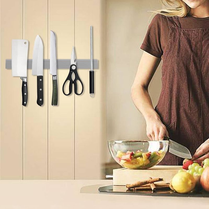 304 Stainless Steel Magnetic Knife Holder Untuk Perlindungan Korosi Dinding
