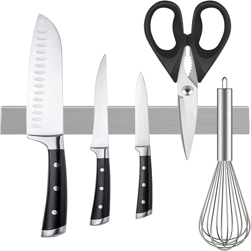 304 Stainless Steel Magnetic Knife Holder Untuk Perlindungan Korosi Dinding