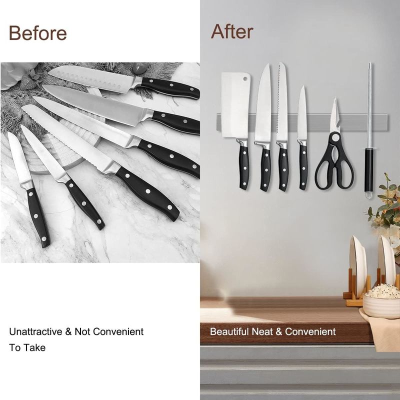 304 Stainless Steel Magnetic Knife Holder Untuk Perlindungan Korosi Dinding