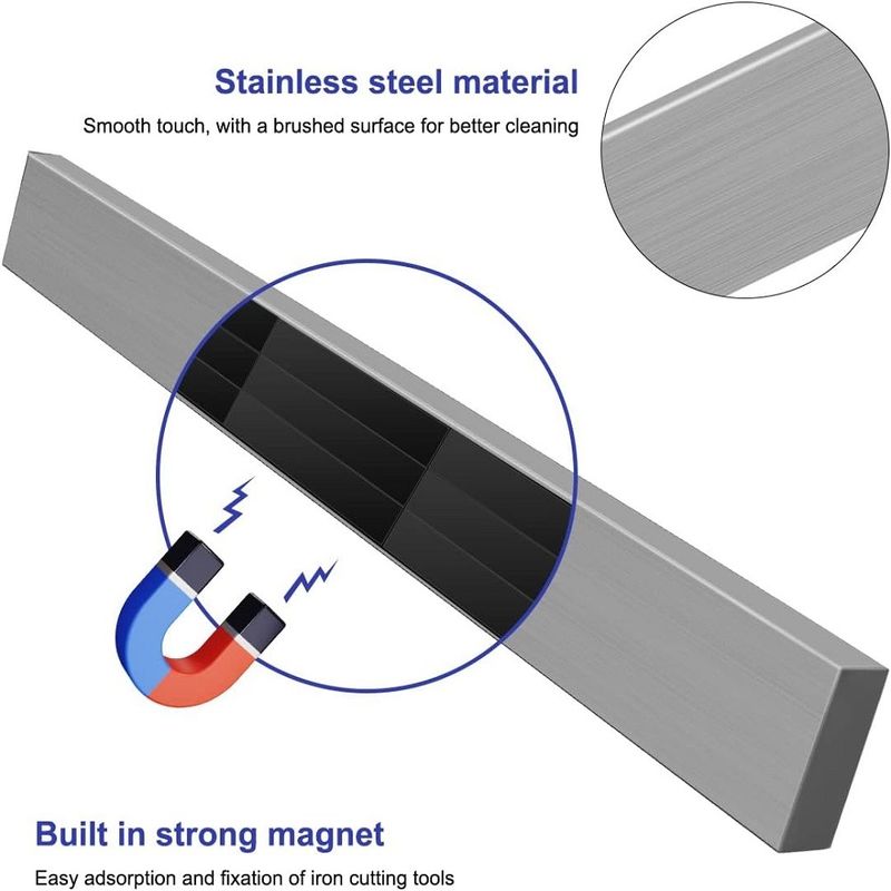 304 Stainless Steel Magnetic Knife Holder Untuk Perlindungan Korosi Dinding