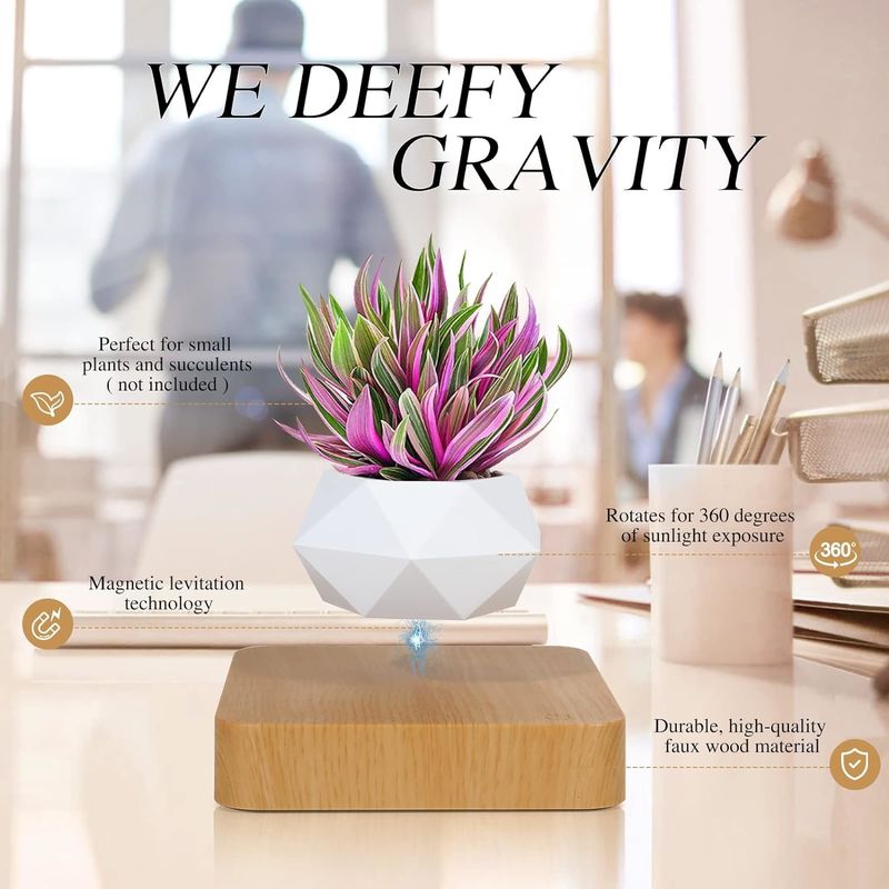 Rotating Base Magnetic Levitation Plant Pot Untuk Dekorasi Meja Taman Rumah