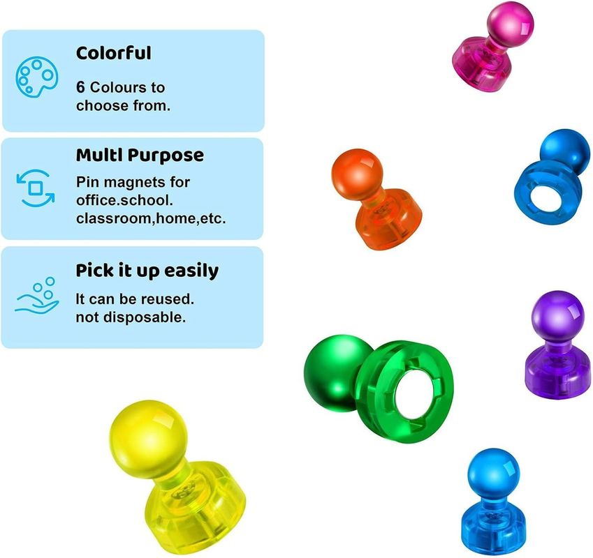 60PCS Berwarna-warni Kuat Magnetic Thumbtacks Magnet Whiteboard Untuk Pengajaran Kelas