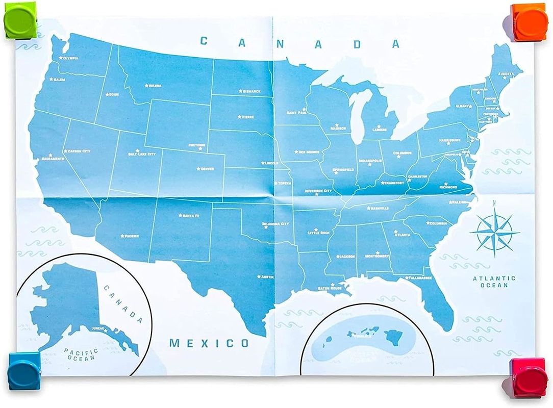 Puzzle Magnetik Multicolor Peta Amerika Serikat Dengan 44 Potongan Magnetik