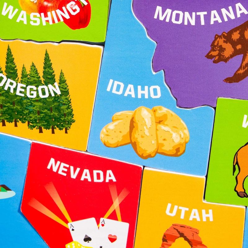 Puzzle Magnetik Multicolor Peta Amerika Serikat Dengan 44 Potongan Magnetik