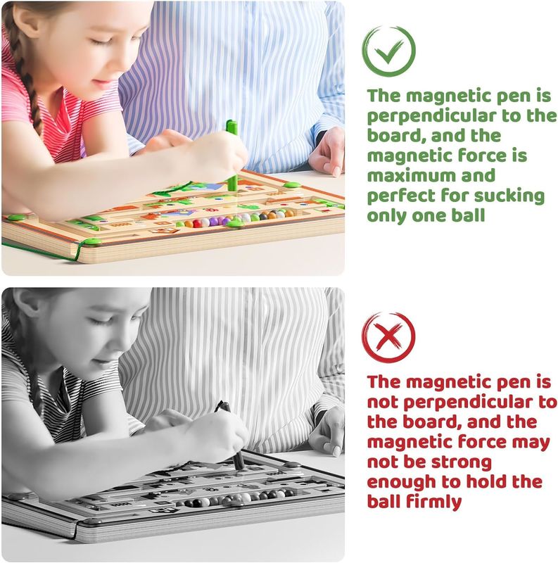 Papan Puzzle Kayu Magnetik Kuat Warna Dan Angka Mainan Labirin Montessori Untuk Anak Kecil