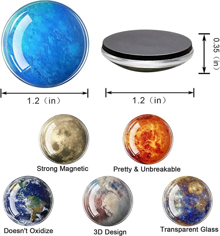 12PCS Planet Kuat Magnet Kulkas Kaca Untuk Dekorasi Papan Hitam Pengajaran