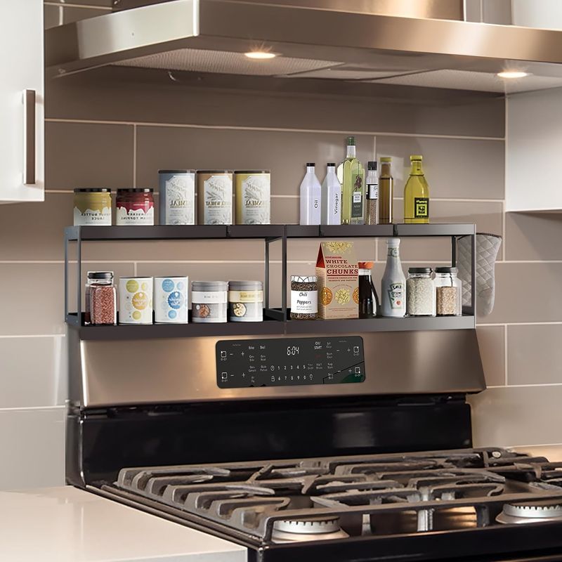 Slip Double Layer Magnetic Storage Rack Rak Dapur Untuk Kompor Top Organizer