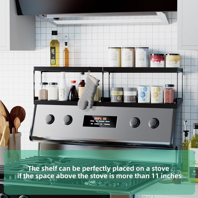Slip Double Layer Magnetic Storage Rack Rak Dapur Untuk Kompor Top Organizer