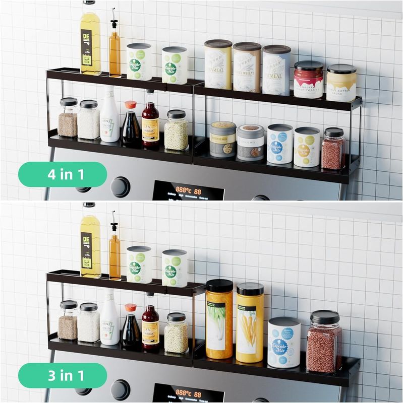 Slip Double Layer Magnetic Storage Rack Rak Dapur Untuk Kompor Top Organizer