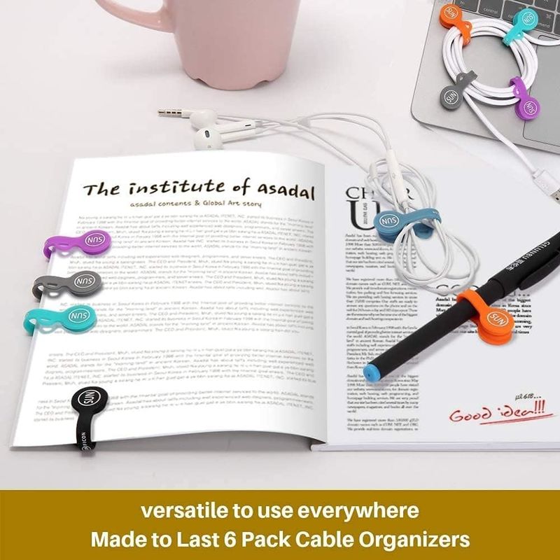 6PCS Magnetic Cord Organizer Color Earphone Cord Holder Untuk Sekolah Kantor Rumah