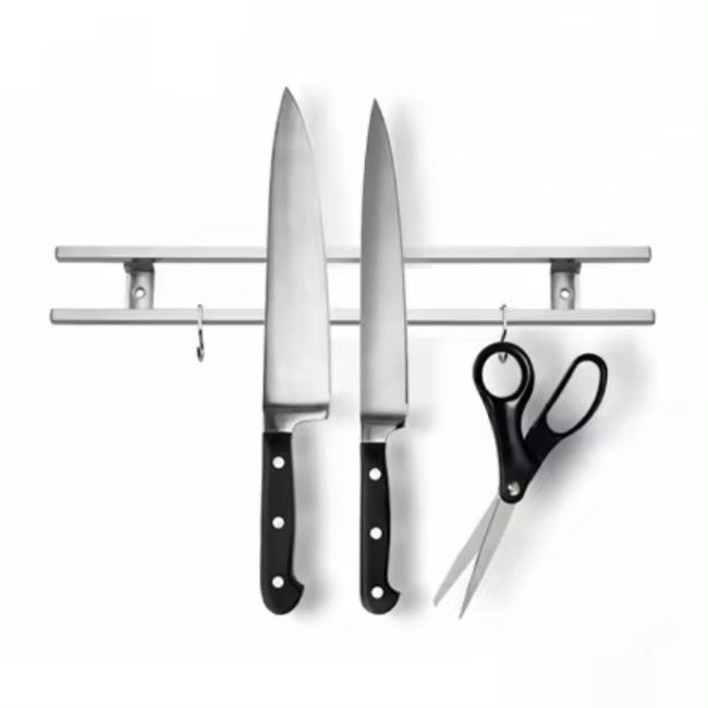 18 Inch Square Tubes Stainless Steel Magnetic Knife Holder Untuk Dinding Dengan Hook