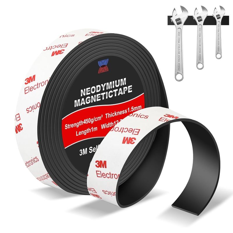 Fleksibel Neodymium Magnet Tape Strip Roll Dengan Kuat 3M Adhesive Backing Untuk Dinding DIY