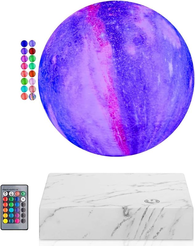 Rotasi Resin Lampu Levitasi Magnetik Mengambang Bulan Globe Dengan 16 Warna 3D