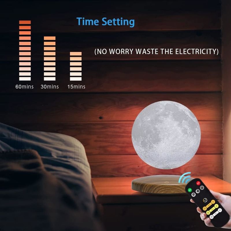 Remote Control Magnetic Levitation Lamp 3D Floating Moon Night Light Dengan 3 Warna