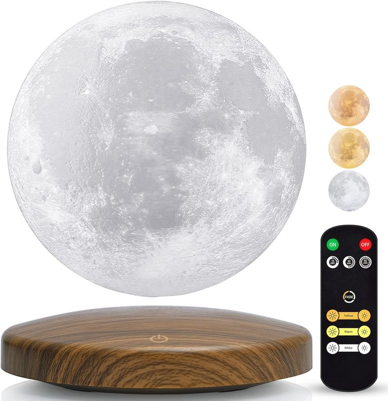 Remote Control Magnetic Levitation Lamp 3D Floating Moon Night Light Dengan 3 Warna