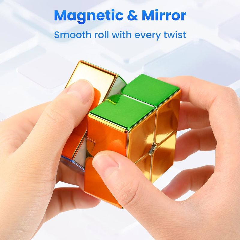 ABS Plastik Mini Magnetik Rubik's Cube Mirror Reflective 2x2 Kecepatan Kubu Magnetik