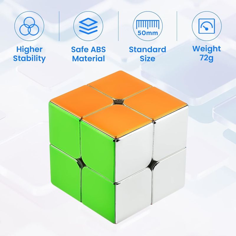 ABS Plastik Mini Magnetik Rubik's Cube Mirror Reflective 2x2 Kecepatan Kubu Magnetik