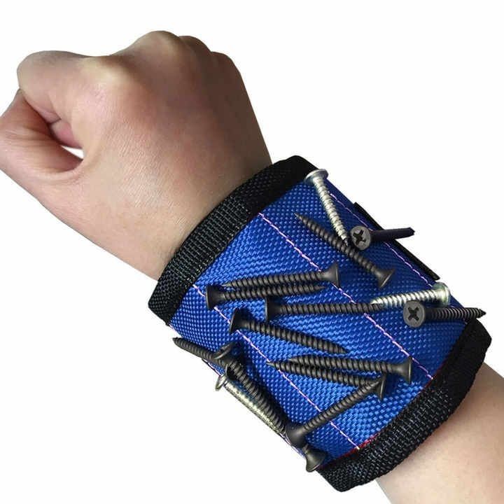Tali pergelangan tangan magnetik yang dapat disesuaikan dengan magnet kuat untuk menyerap sekrup dan bor
