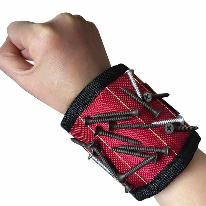 Tali pergelangan tangan magnetik yang dapat disesuaikan dengan magnet kuat untuk menyerap sekrup dan bor