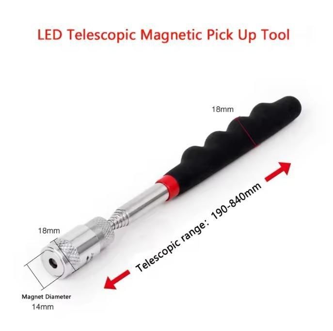 Long Reach Magnetic Telescopic Pick Up Tool Dengan Lampu LED Dan Magnet Kuat Disesuaikan