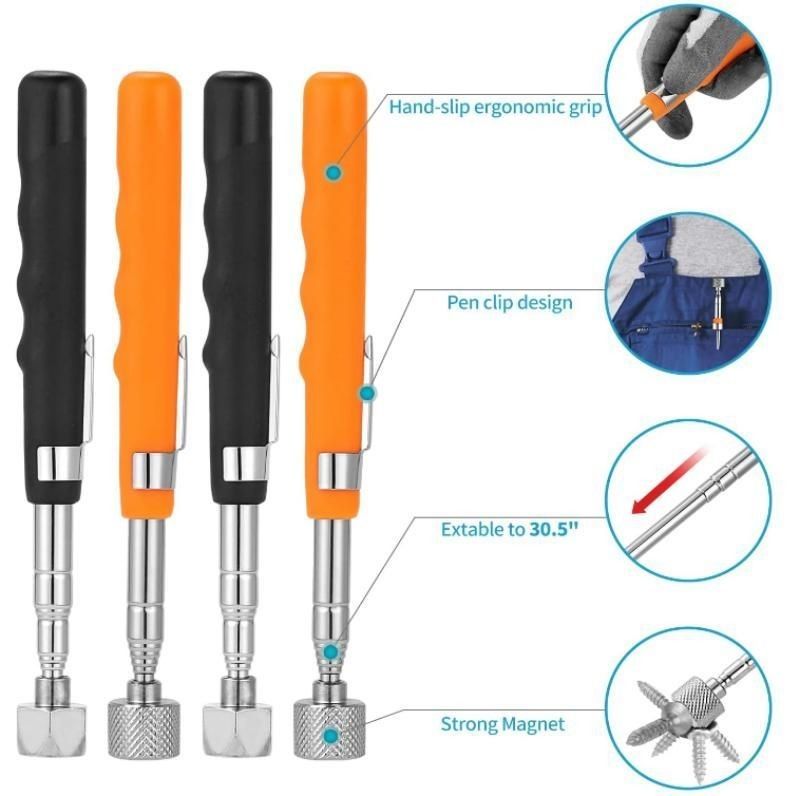 Telescopic Magnetic Pickup Tool Extendable Pen Type Stainless Steel Stick (Penggunaan alat pengambil magnetik teleskopik)