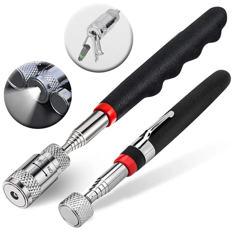 JIS Standar Magnetic Telescopic Pick Up Tool Dengan LED Light Adjustable Untuk Mengambil Sekrup Kacang Bolt