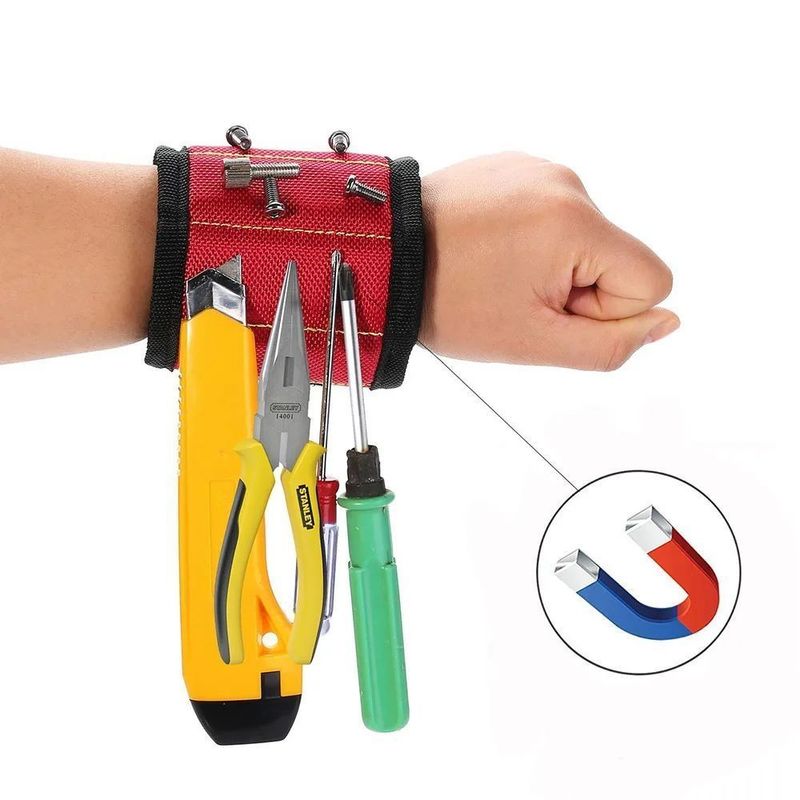 Pergelangan tangan magnetik dengan kantong alat portabel magnet untuk menyimpan alat