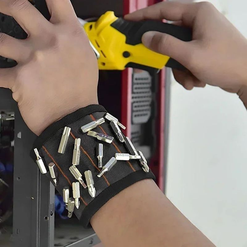 Pergelangan tangan magnetik dengan kantong alat portabel magnet untuk menyimpan alat