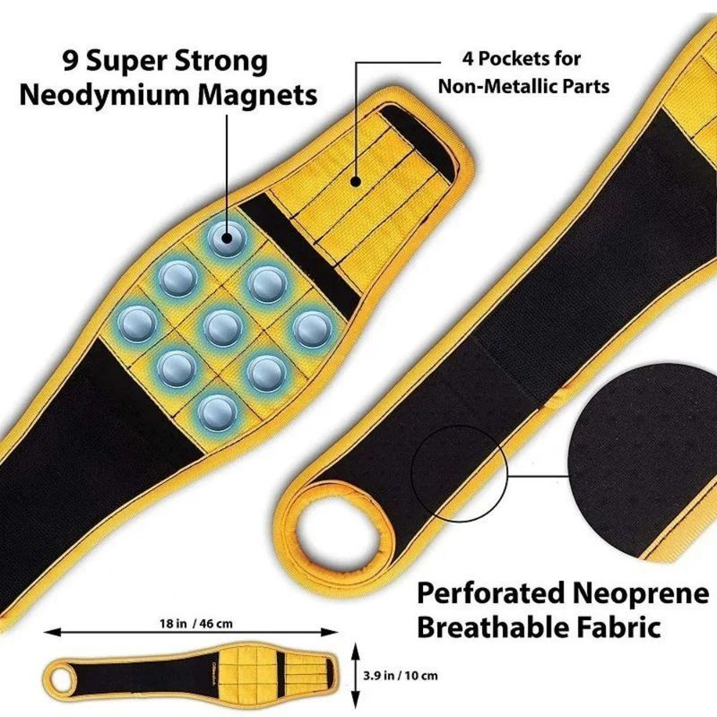Pergelangan tangan magnetik untuk memegang sekrup, paku, bit pengeboran, sabuk pemegang alat pergelangan tangan dengan magnet kuat