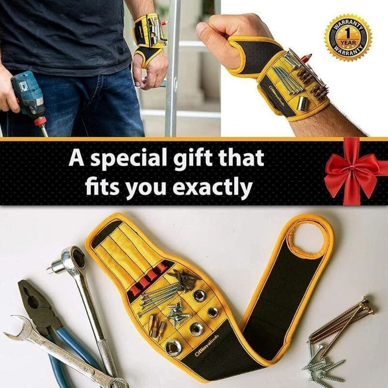 Pergelangan tangan magnetik untuk memegang sekrup, paku, bit pengeboran, sabuk pemegang alat pergelangan tangan dengan magnet kuat