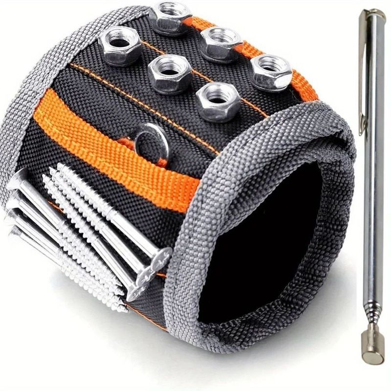 Pergelangan tangan magnetik dengan tali jempol kuat magnet memegang kuku Bor Bit Kacang penyimpanan