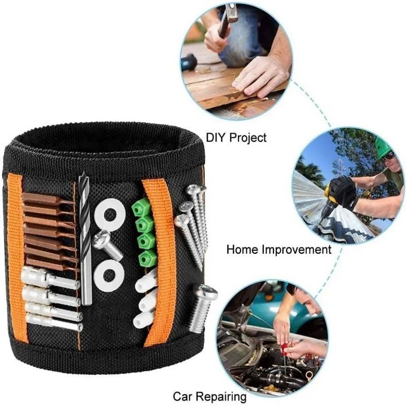 Pergelangan tangan magnetik dengan tali jempol kuat magnet memegang kuku Bor Bit Kacang penyimpanan