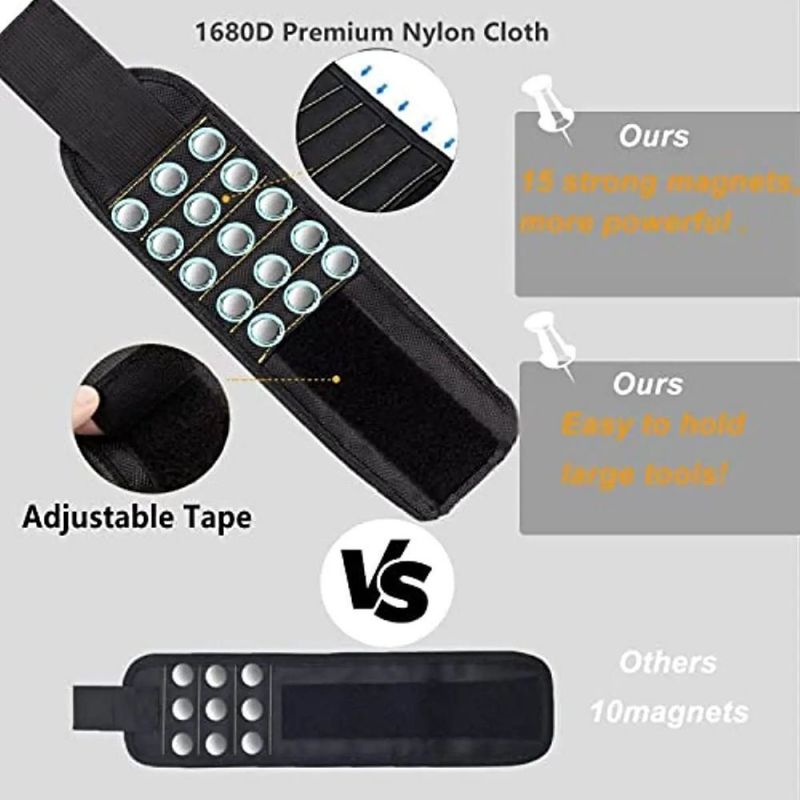 Tas Alat Multifungsi Kain Nylon Pergelangan Tangan Magnetik Pemegang Alat Tas Alat Elektrik Penyimpanan