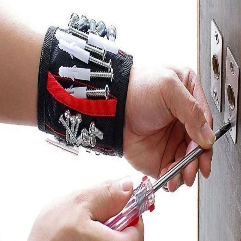 Elektrik Pakaian yang Bisa Disesuaikan Sabuk Pergelangan Tangan Magnetik Kuat Tas Alat Portable Dengan Sekrup Disesuaikan Paket Ukuran 5.00cm * 4.00cm * 3.00cm