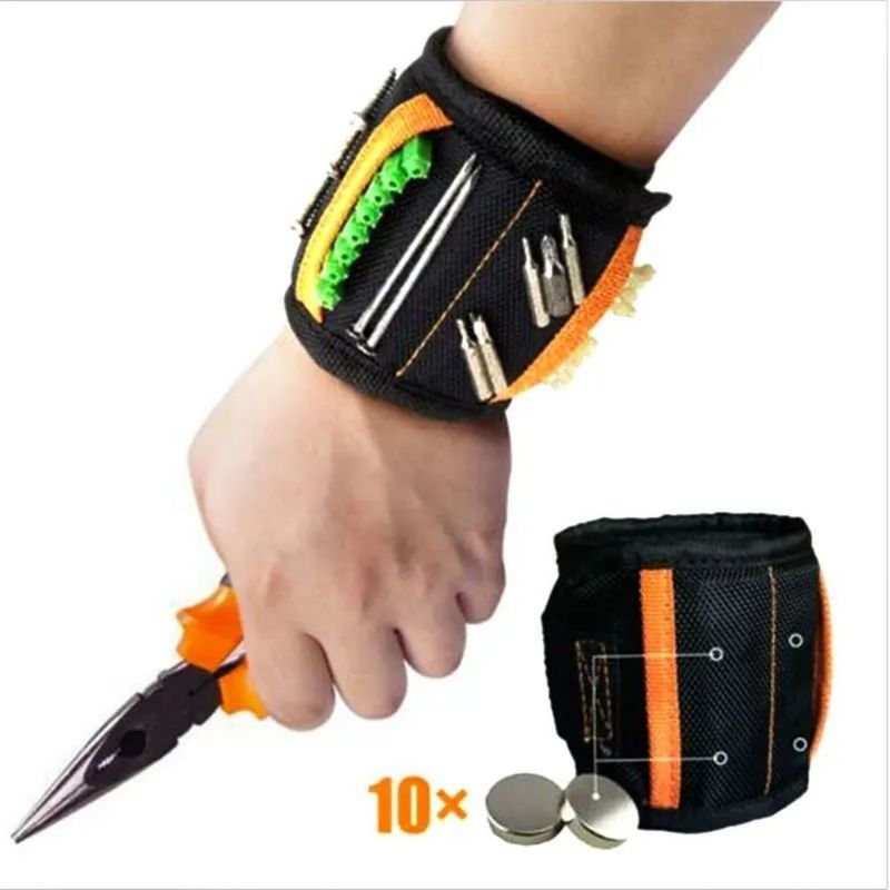 Pergelangan tangan magnetik yang kuat Tas alat portabel Listrik Sabuk pergelangan tangan yang dapat disesuaikan Sekrup kuku logam kecil baut