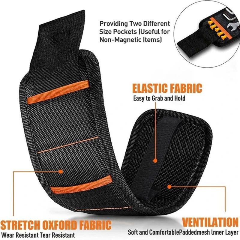 Pergelangan tangan magnetik yang kuat Tas alat portabel Listrik Sabuk pergelangan tangan yang dapat disesuaikan Sekrup kuku logam kecil baut