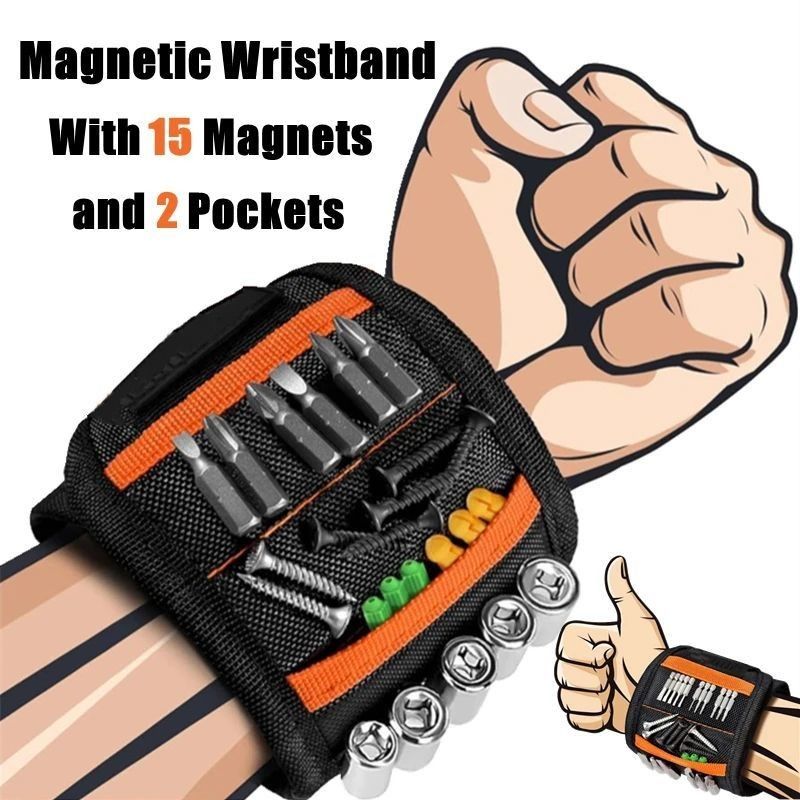 Magnetic Wristband Alat Sabuk Kuat Magnet untuk Memegang Sekrup Kuku Pengeboran Bit DIY