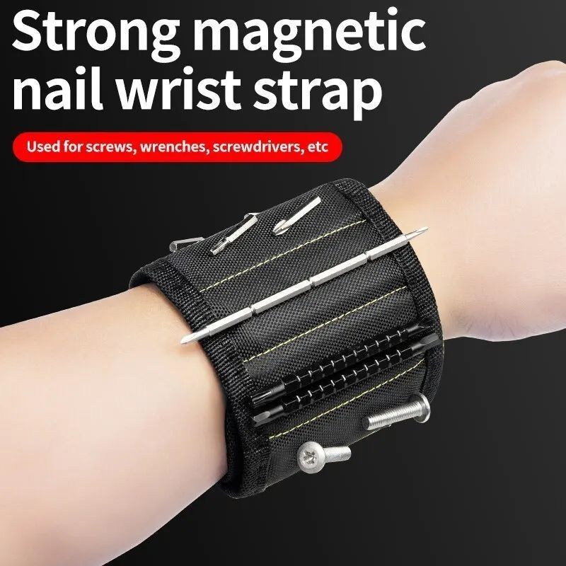 Multifunctional Magnetic Wrist Strap Screw Storage Bag Portable Electrician Wrist Guard Alat Kain Oxford