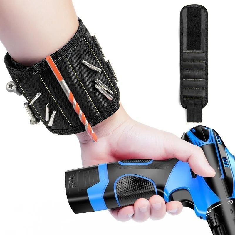 Multifunctional Magnetic Wrist Strap Screw Storage Bag Portable Electrician Wrist Guard Alat Kain Oxford