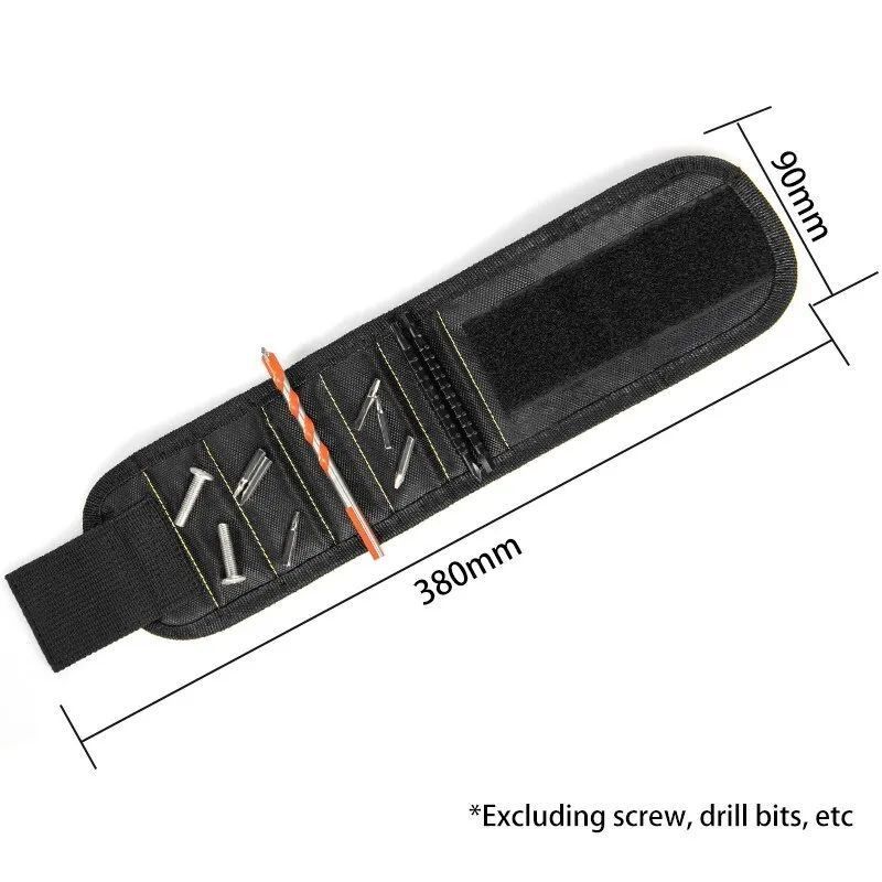Multifunctional Magnetic Wrist Strap Screw Storage Bag Portable Electrician Wrist Guard Alat Kain Oxford