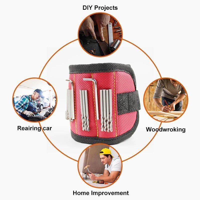 Tas Alat Portable dan Pergelangan Tangan Magnetik Disesuaikan dengan Magnet Kuat untuk Ahli Listrik Paket Berat Bruto 0,300kg