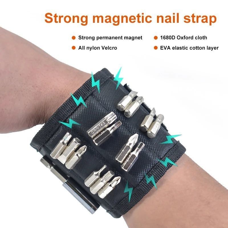 Tas Alat Portable dan Pergelangan Tangan Magnetik Disesuaikan dengan Magnet Kuat untuk Ahli Listrik Paket Berat Bruto 0,300kg
