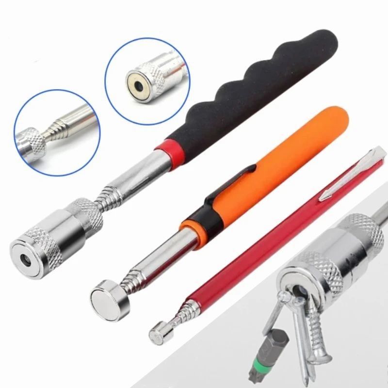 Telescopic Magnetic Pen dengan Light Portable Magnet Pick-up Tool Extendable Long Reach Pen Tool untuk mengambil alat