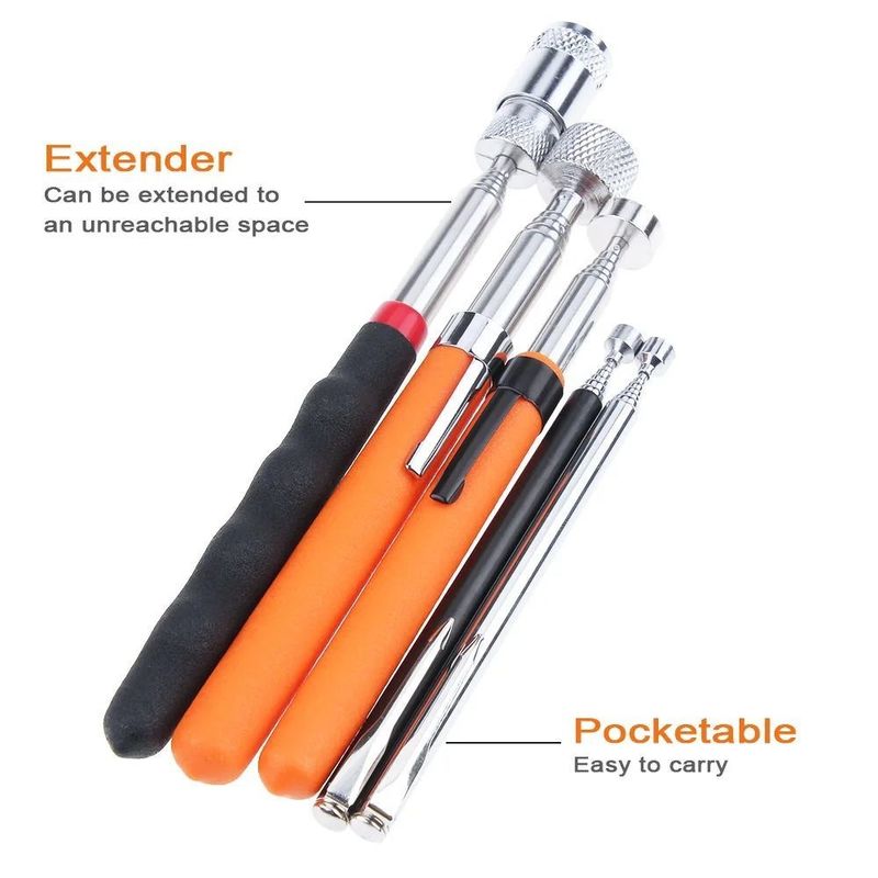 Telescopic Magnetic Pen dengan Light Portable Magnet Pick-up Tool Extendable Long Reach Pen Tool untuk mengambil alat