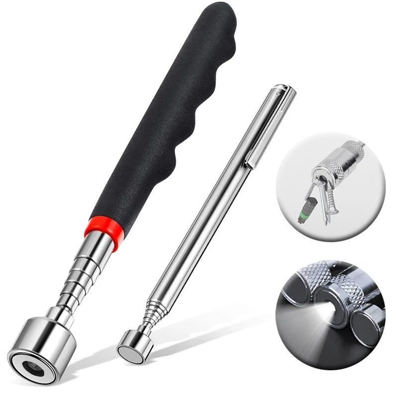 Alat Magnetic Telescopic Pick-up Grip LED Light Adjustable Extendable Long Reach Pen Handy Tool