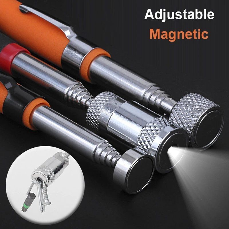 Telescopic Magnetic Pen dengan Light Mini Portable Magnet Pick Up Tool Extendable Pickup Rod Stick untuk mengambil