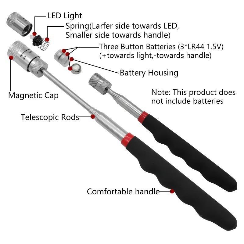 Set Peralatan Tangan Rumah Mur Pick-up Magnetik Tugas Berat Portabel Mini Magnet Teleskopik