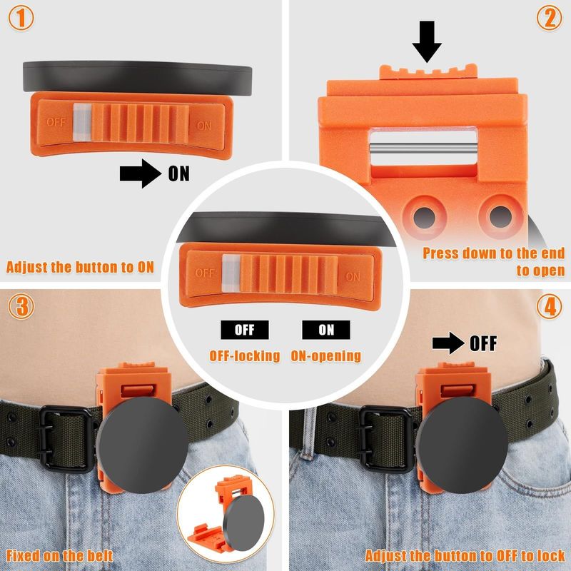 Klip sabuk magnetik, alat berat Holster sabuk Klip Non-Slip Magnetic Tool Holder Magnetic Belt Organizer untuk Hammer Screwdrivers