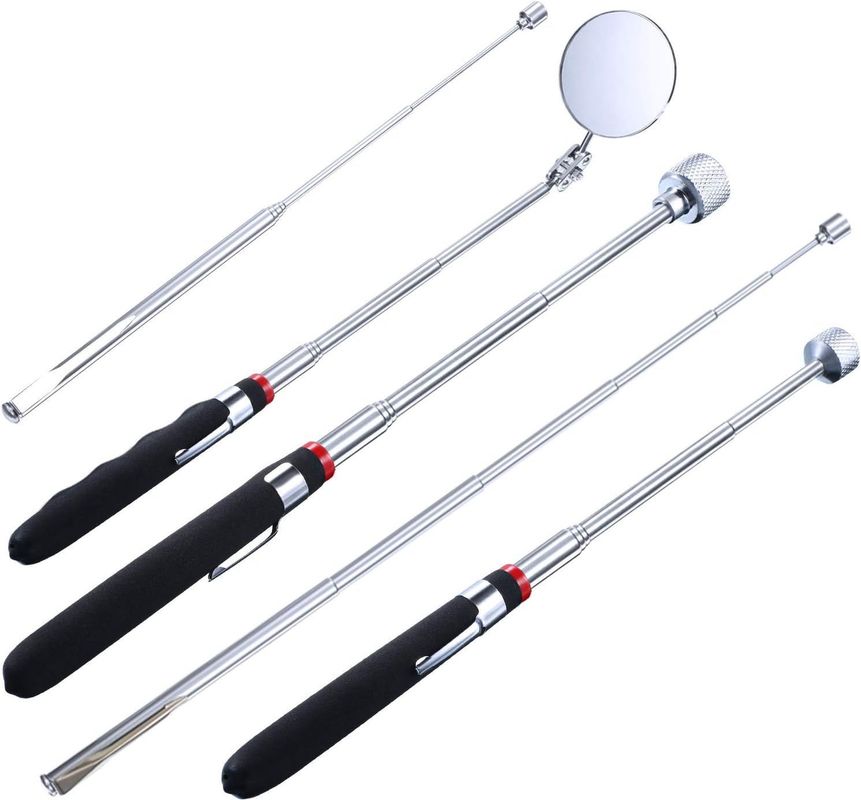 Alat pick-up magnetik Telescopic pick-up rod dan 360 derajat memutar inspeksi cermin dengan lampu LED