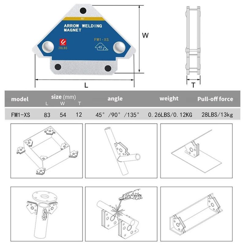 Magnetic Welding Holders Angle Solder Arrow Magnet Weld Fixer Positioner Ferrite Holding Alat Lokasi Bantuan